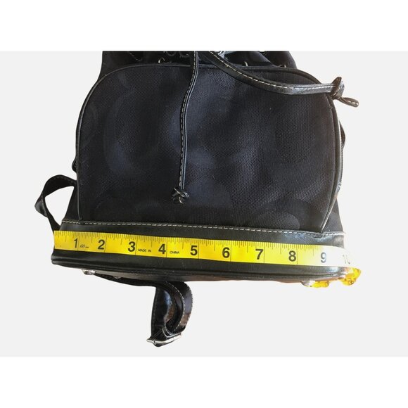 WOMENS BLACK CANVAS & NYLON BACKPACK INSIDE/OUTTER POCKETS, DRAW STRING CLOSURE - Picture 10 of 13